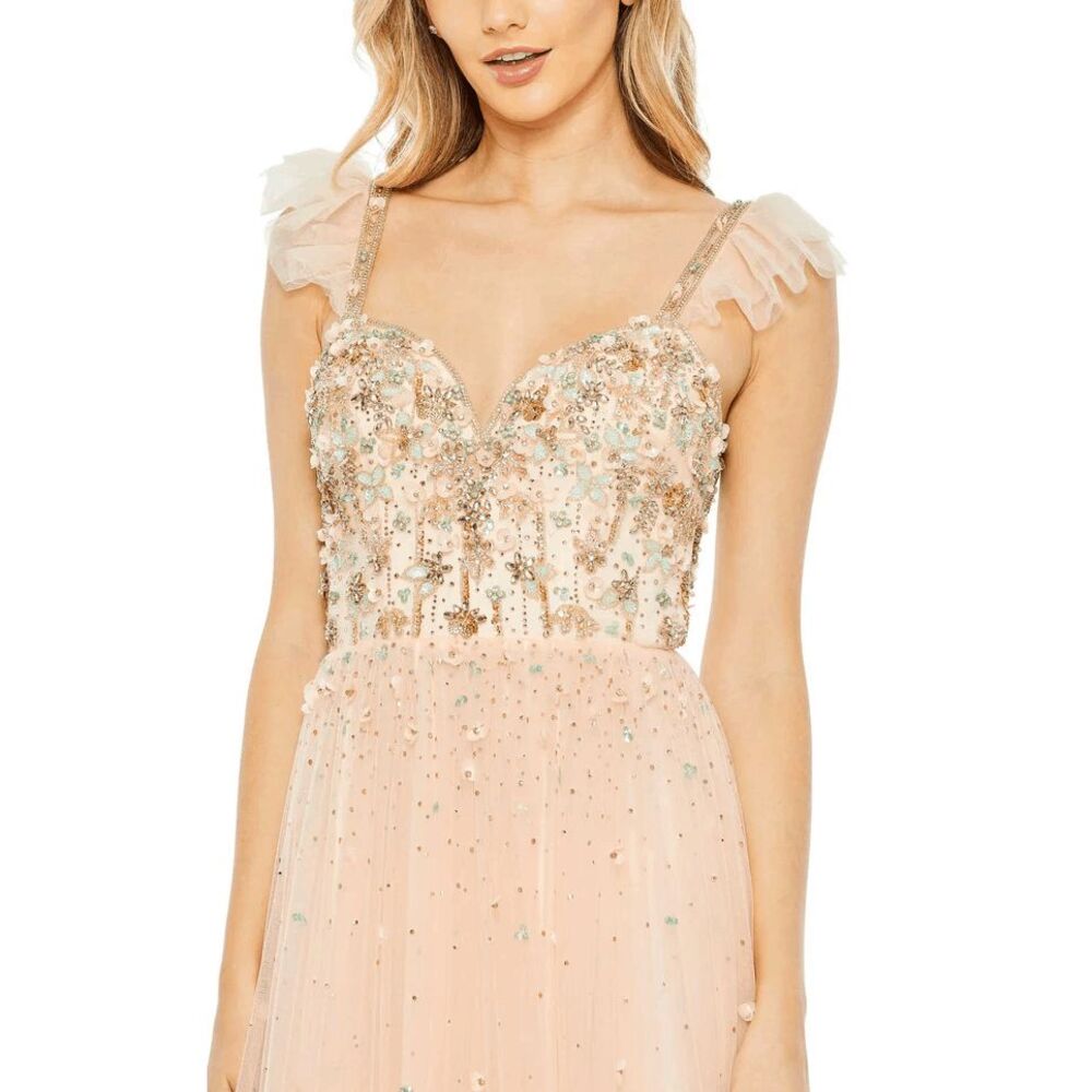Mac Duggal 50648 Pink Apricot Embellished Tulle Prom Gown Size 16 - Picture 11 of 11